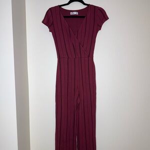 Hollister Burgundy Striped Jumpsuit